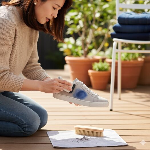 スニーカーのデニム色移り（スエード素材）