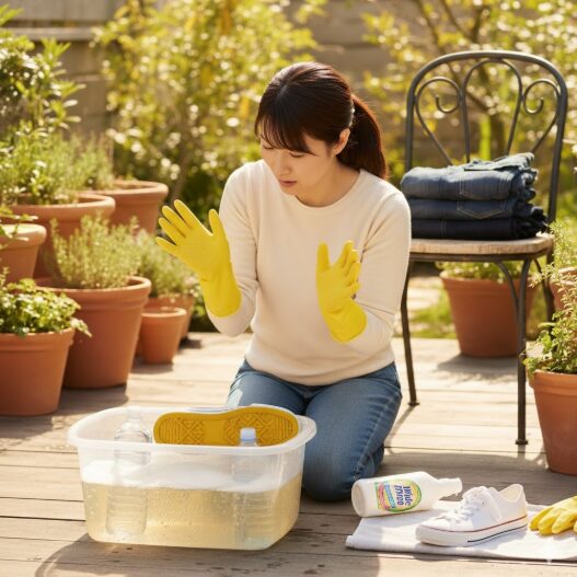 スニーカーのデニム色移りにキッチンハイターは？