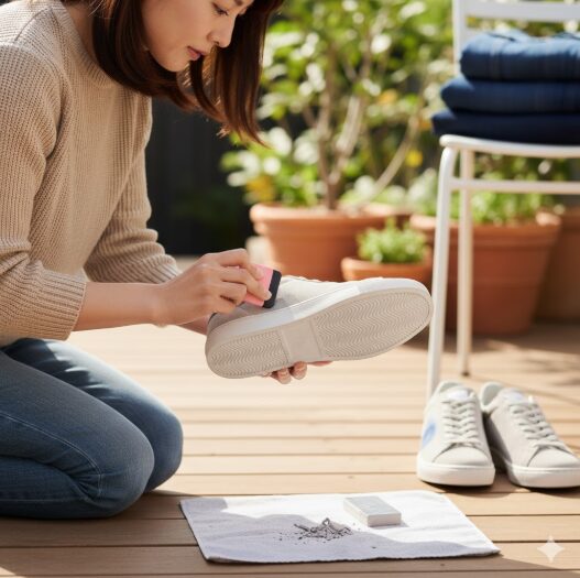 スニーカーのデニム色移りに消しゴムは有効？