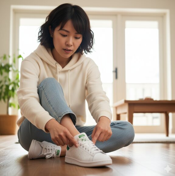 スニーカーのベロはどこが正しい位置か