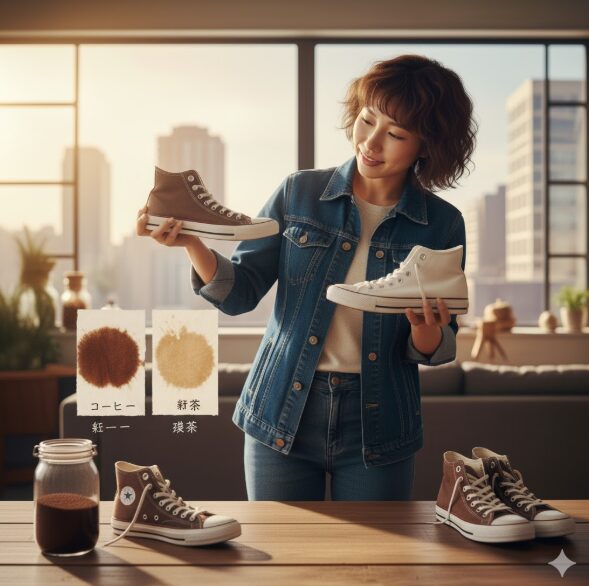 スニーカーは麦茶でも染められるのか