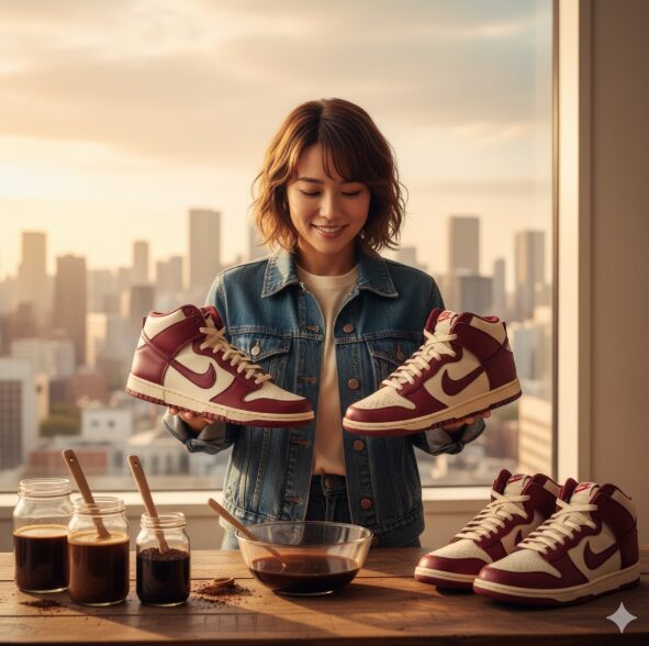 ナイキのダンクをコーヒー染めする事例