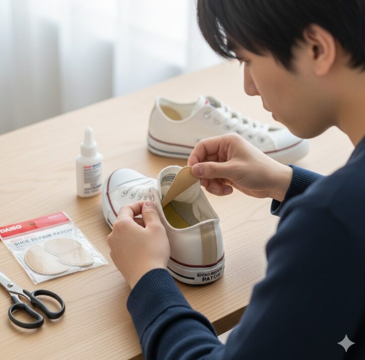 自分で修理。100均の補修シート活用