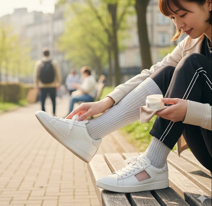 オーバーラップとアンダーラップの2種類の靴紐の通し方を比較した画像