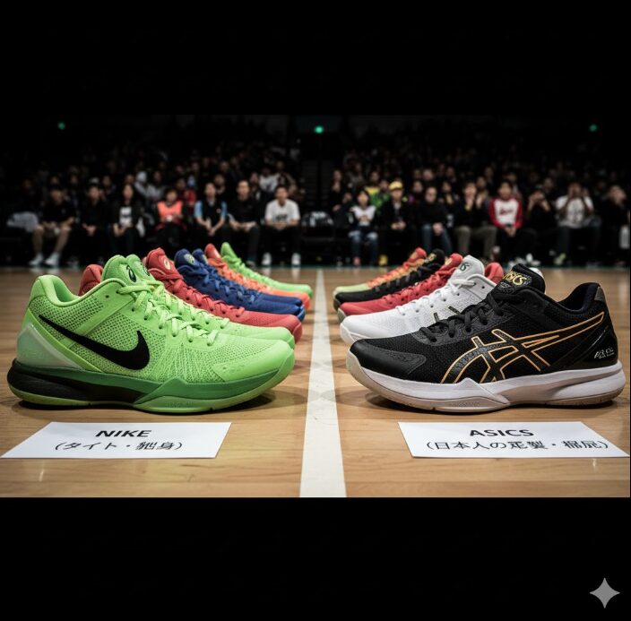 ナイキとアシックスのサイズ感の違い