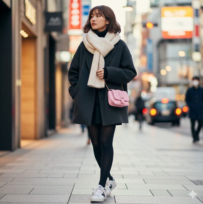 定番「黒タイツ」の合わせ方