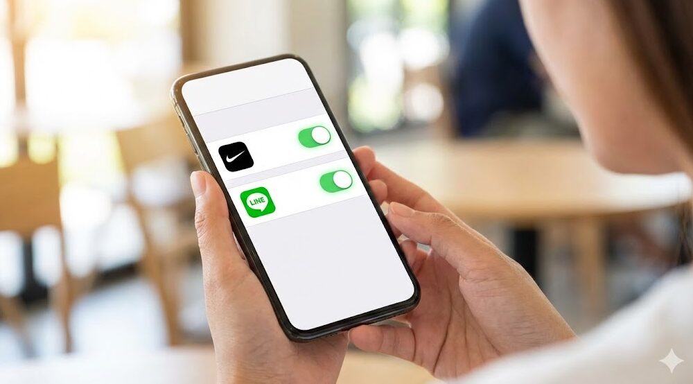 日本のナイキファクトリーストア（アウトレット）店内にある「ハッシュウォール」の写真。箱の蓋が切られたスニーカーが棚に山積みされており、掘り出し物を探す顧客の様子が写っている