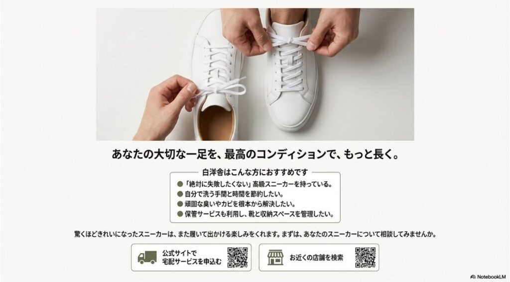 「絶対に失敗したくない」「手間を省きたい」「カビを解決したい」といったユーザーのニーズと、公式サイトへの誘導ボタンが配置されたまとめスライド。