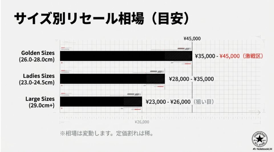 RADWIMPS コンバース 転売価格 相場 プレ値 サイズ別 価格表 スニダン