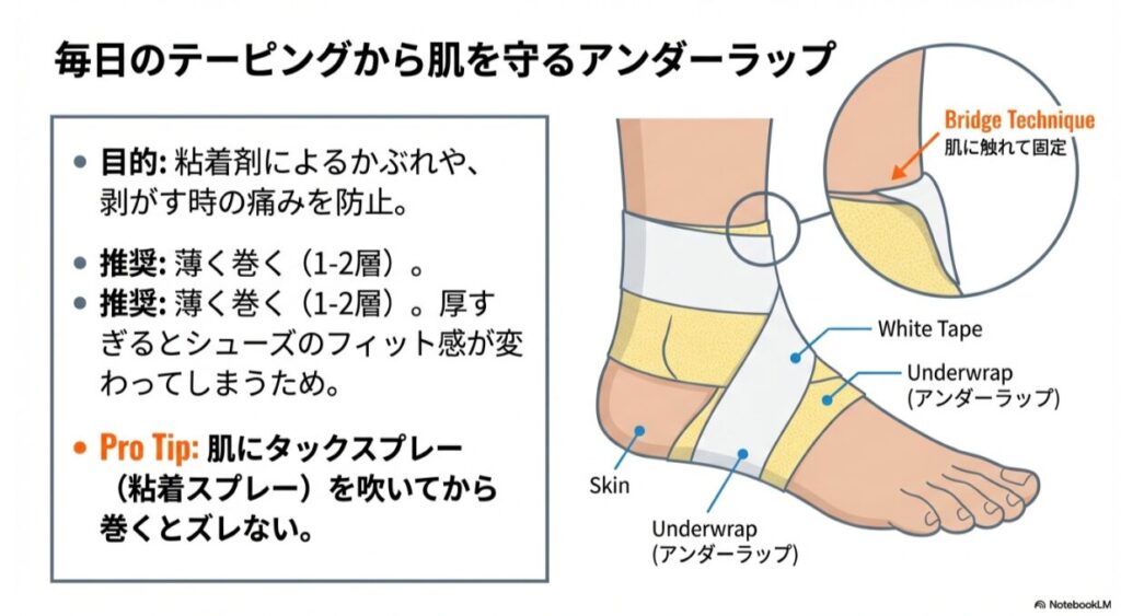 1.アルコールでの脱脂、2.テープの角を丸くカットするR加工、3.手のひらでの圧着と体温による粘着活性化の3ステップ。