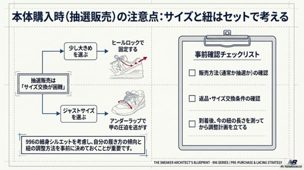 ニューバランス996を抽選販売で購入する前に、サイズ感と靴紐調整をセットで考えるためのチェックリスト