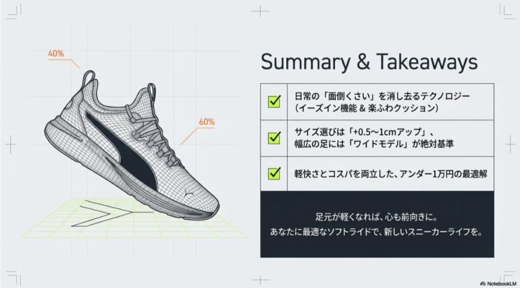 日常の面倒を消し去るテクノロジー、サイズ選びの基準、1万円以下の高コスパという3つのまとめ。