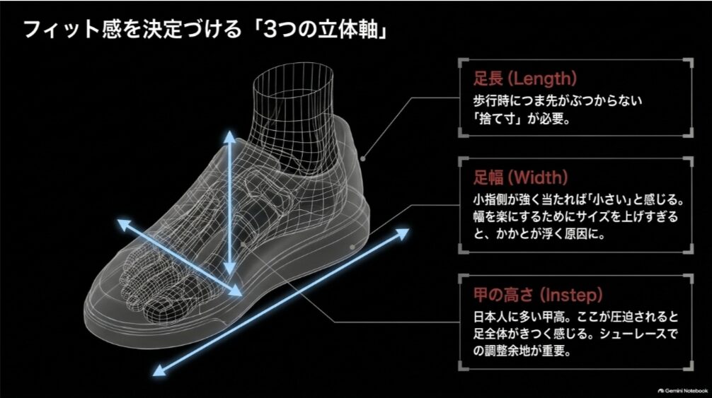 プラダスニーカーのフィット感を判断する足長・足幅・甲の高さの3要素