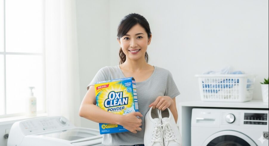 スニーカー 赤 カビ オキシ クリーン