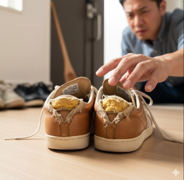 スニーカー かかと 内側 折れ 直し 方